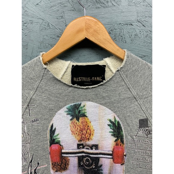 Bastille-Farc Venezia Sweatshirt Men’s Gray Graphic Pineapple Skateboard M - Picture 4 of 10